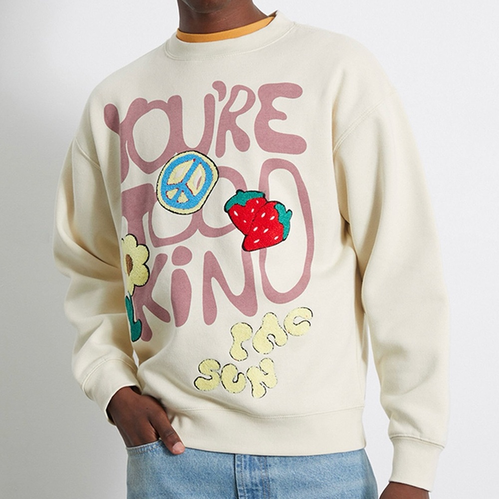 Pacsun You're Too Kind Appliquéd Graphic Sweatshirt Size Medium